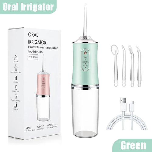 Oral Irrigator Portable Dental Water Flosser USB Rechargeable Water
