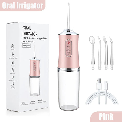 Oral Irrigator Portable Dental Water Flosser USB Rechargeable Water