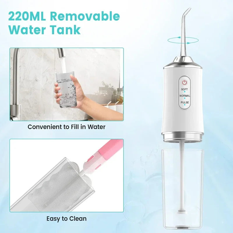 Oral Irrigator Portable Dental Water Flosser USB Rechargeable Water