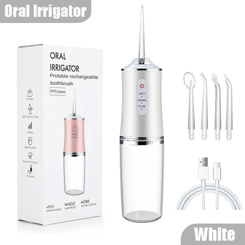 Oral Irrigator Portable Dental Water Flosser USB Rechargeable Water