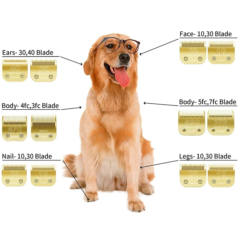 Replacement Detachable Pet Dog Clipper Ceramic Blades Set Compatible