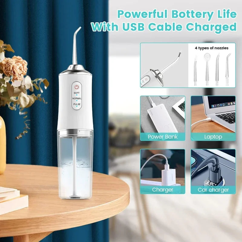 Oral Irrigator Portable Dental Water Flosser USB Rechargeable Water